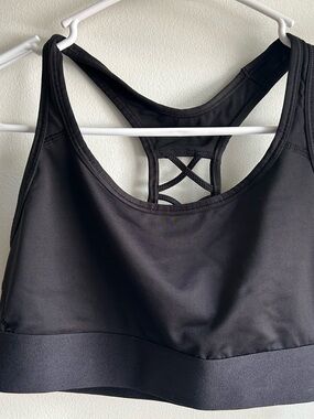 Victoria's Secret Black Racerback Sports Bra with Crisscross Back